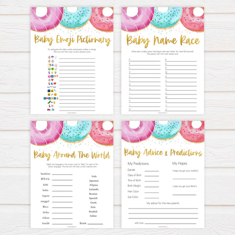 10 baby shower games, baby games bundle, Printable baby shower games, donut baby games, baby shower games, fun baby shower ideas, top baby shower ideas, donut sprinkles baby shower, baby shower games, fun donut baby shower ideas