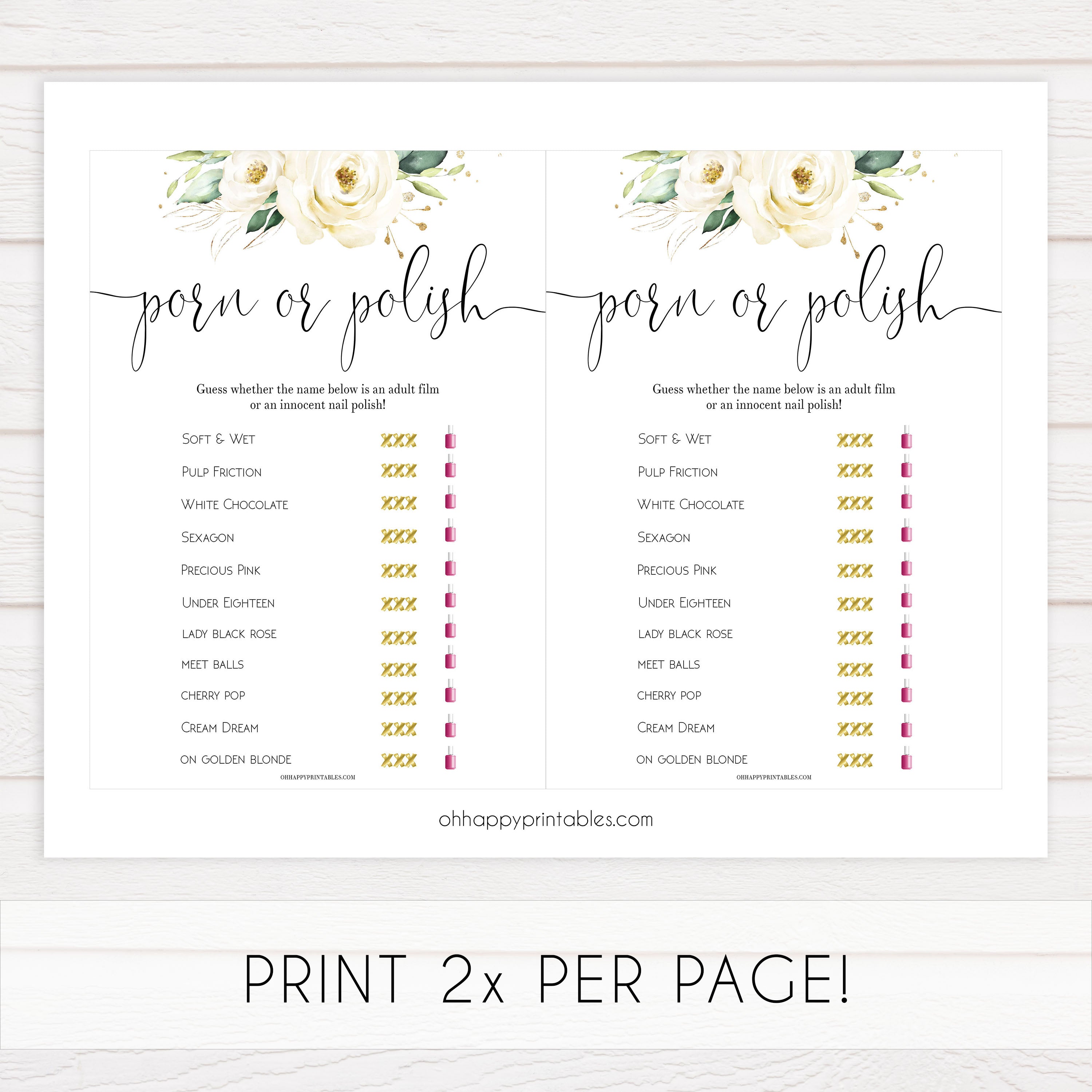 8 bachelorette games, Printable bachelorette games, floral bachelorette, floral hen party games, fun hen party games, bachelorette game ideas, floral adult party games, naughty hen games, naughty bachelorette games, cock or what, would she rather