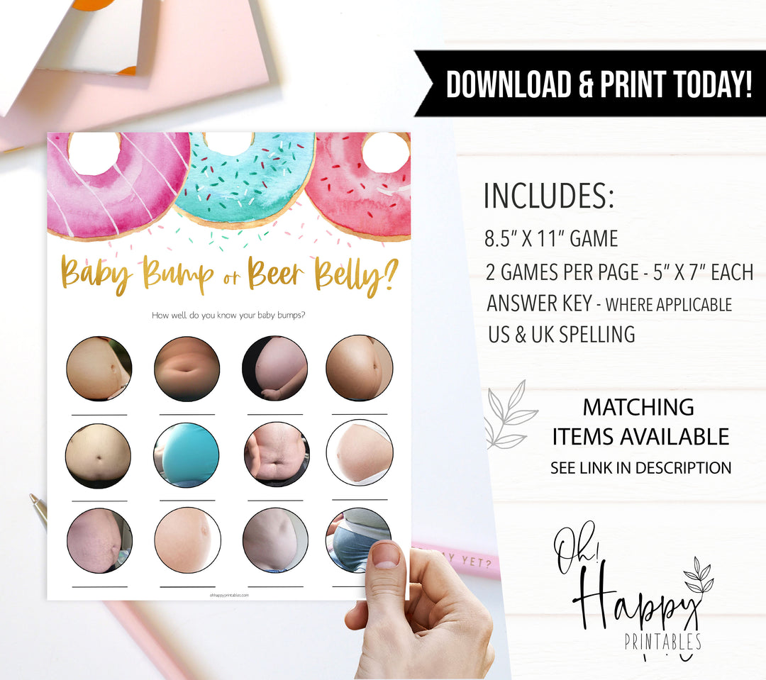 7 Donut Baby Shower Games Bundle