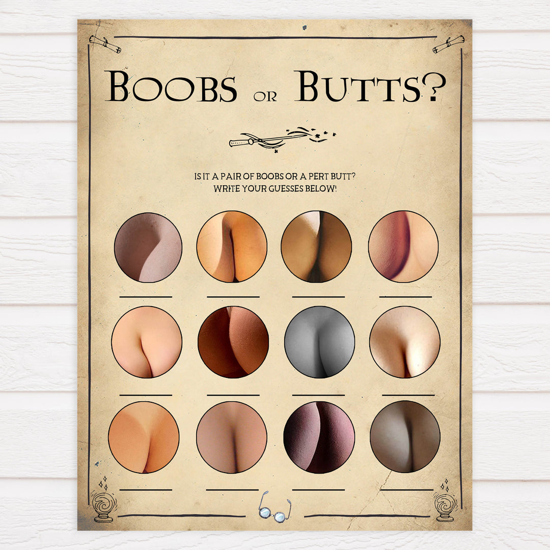 labor or porn, baby bump or beer belly, boobs or butts game, Wizard baby shower games, printable baby shower games, Harry Potter baby games, Harry Potter baby shower, fun baby shower games,  fun baby ideas