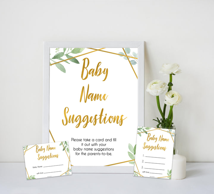 gold geometric baby name suggestions baby shower games, printable baby shower games, fun baby games, popular baby games, gold baby games