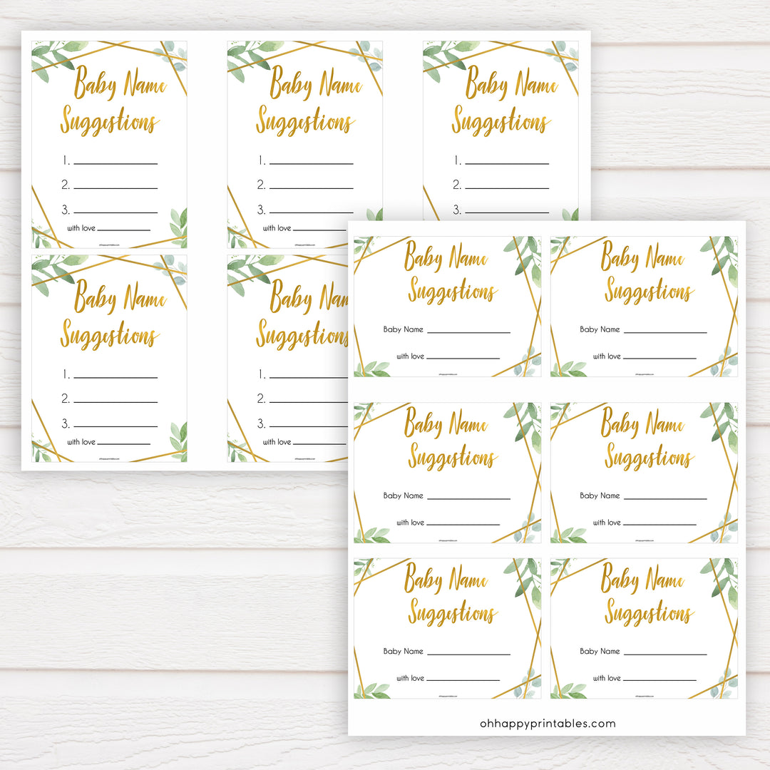 gold geometric baby name suggestions baby shower games, printable baby shower games, fun baby games, popular baby games, gold baby games