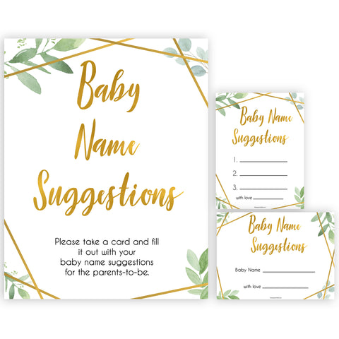 gold geometric baby name suggestions baby shower games, printable baby shower games, fun baby games, popular baby games, gold baby games