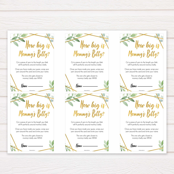 gold geometric how big is mummys belly baby shower games, printable baby shower games, fun baby games, popular baby games, gold baby games