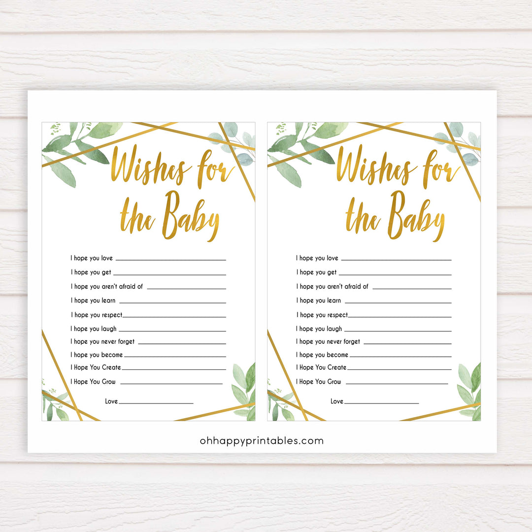 gold geometric wishes for the baby baby shower games, printable baby shower games, fun baby games, popular baby games, gold baby games