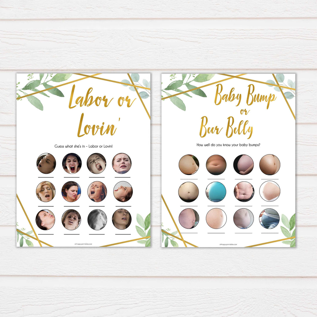 10 gold geometric baby shower games, printable baby shower games, fun baby games, popular baby games, gold baby games