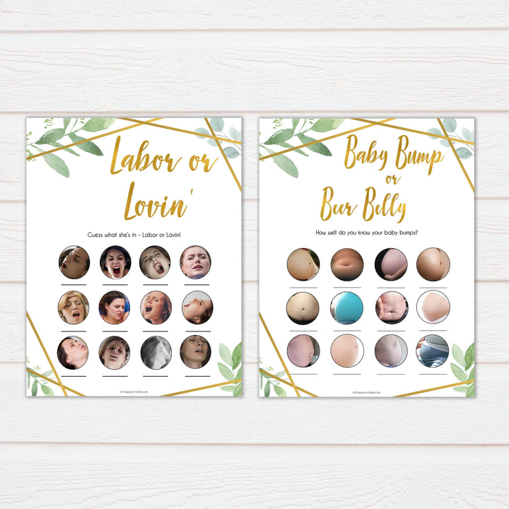 10 gold geometric baby shower games, printable baby shower games, fun baby games, popular baby games, gold baby games