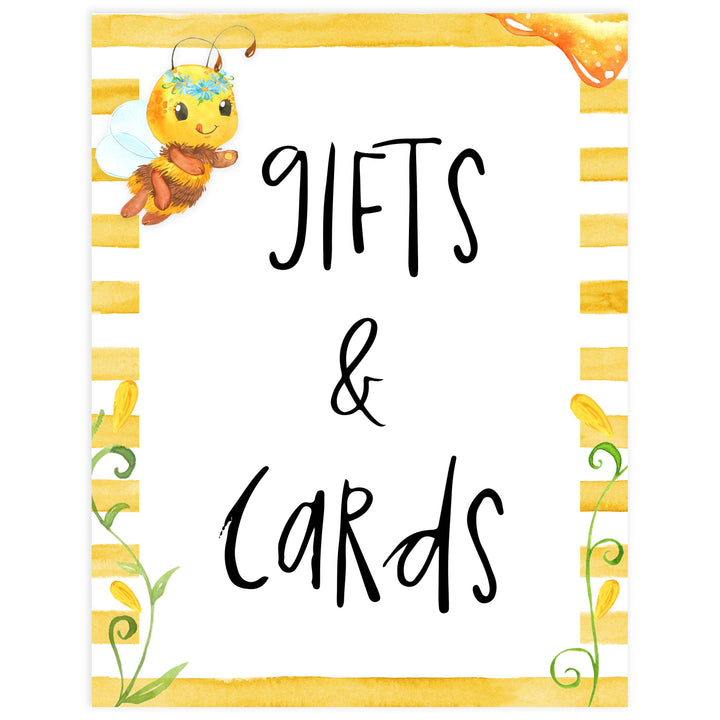 gifts and cards baby table sign, gifts and cards, Mommy to bee baby decor, printable baby table signs, printable baby decor, mommy bee table signs, fun baby signs, mummy bee fun baby table signs