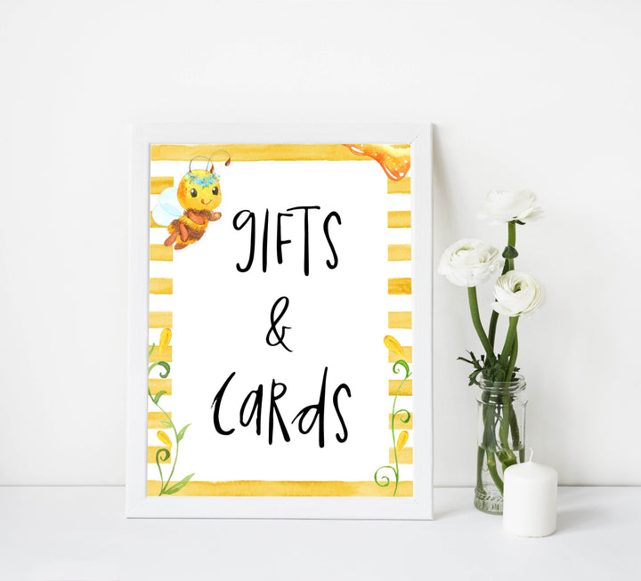 gifts and cards baby table sign, gifts and cards, Mommy to bee baby decor, printable baby table signs, printable baby decor, mommy bee table signs, fun baby signs, mummy bee fun baby table signs