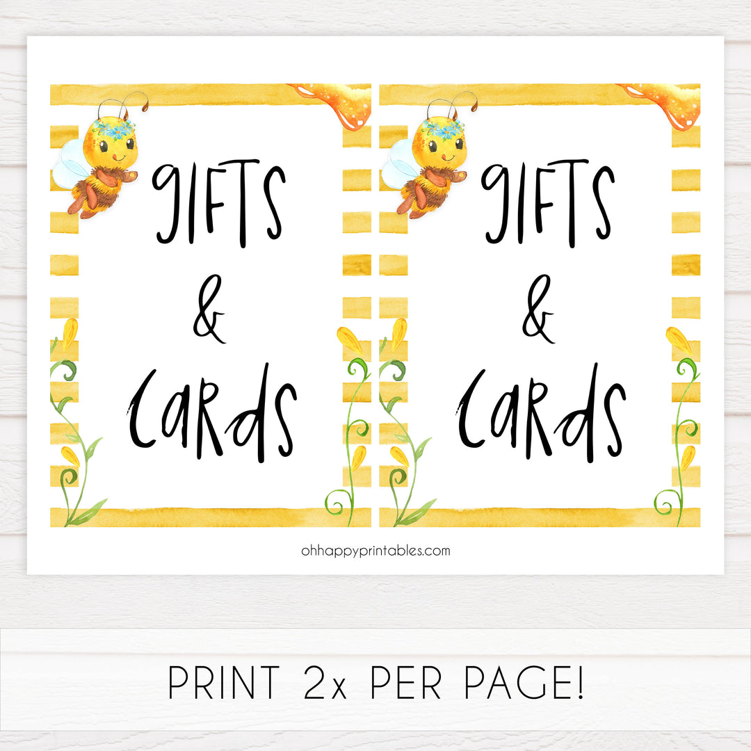 gifts and cards baby table sign, gifts and cards, Mommy to bee baby decor, printable baby table signs, printable baby decor, mommy bee table signs, fun baby signs, mummy bee fun baby table signs