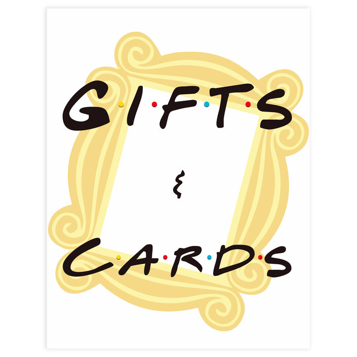 gifts and cards baby table sign, Friends baby decor, printable baby table signs, printable baby decor, friends table signs, fun baby signs, friends fun baby table signs