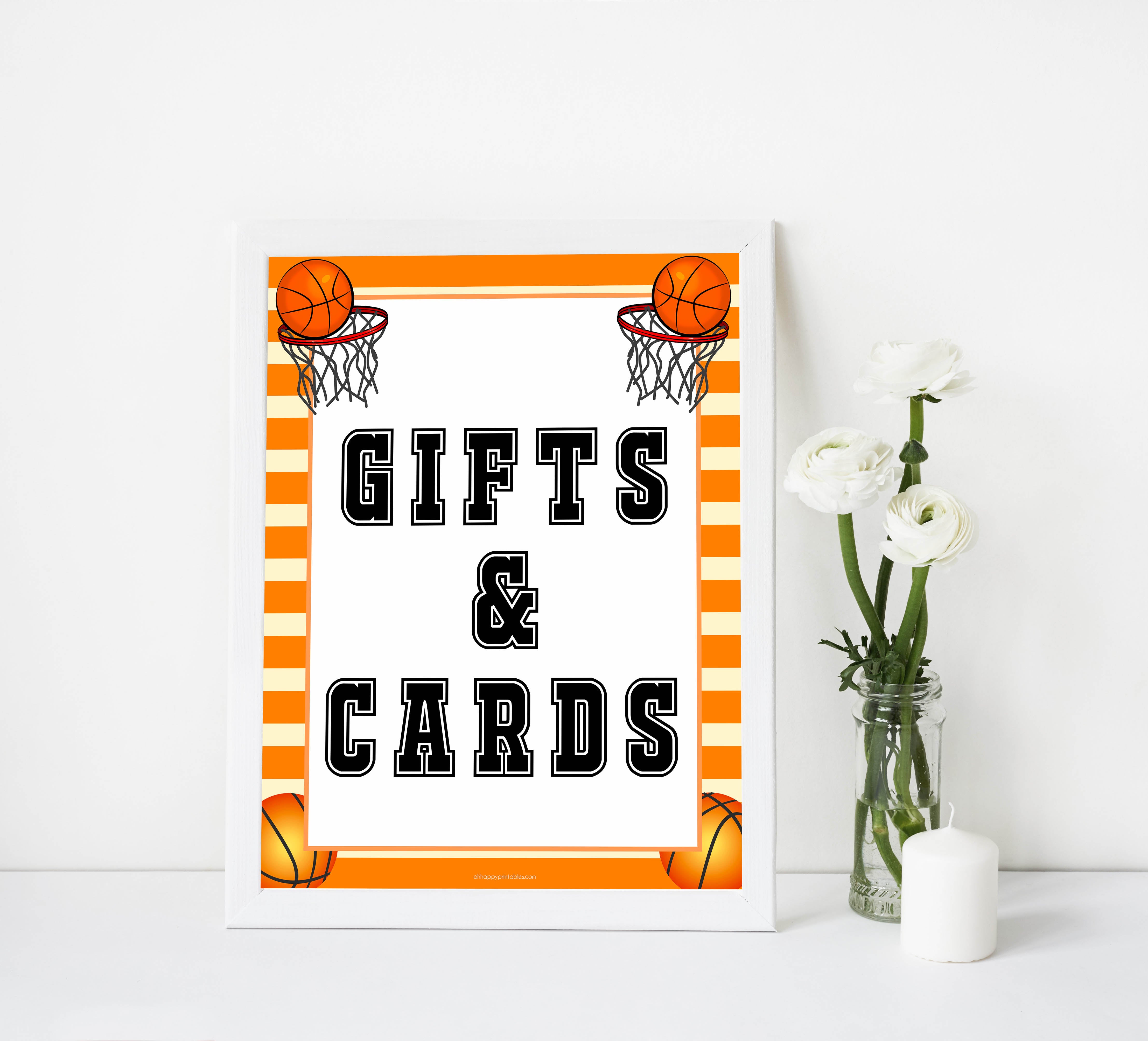 gift and cards sign, gifts and cards table sign, Basketball baby decor, printable baby table signs, printable baby decor, Basketball table signs, fun baby signs, Basketball fun baby table signs
