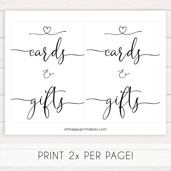 minimalist baby shower signs, gifts and cards baby sign, drinks baby decor, printable baby signs, minimalist baby decor