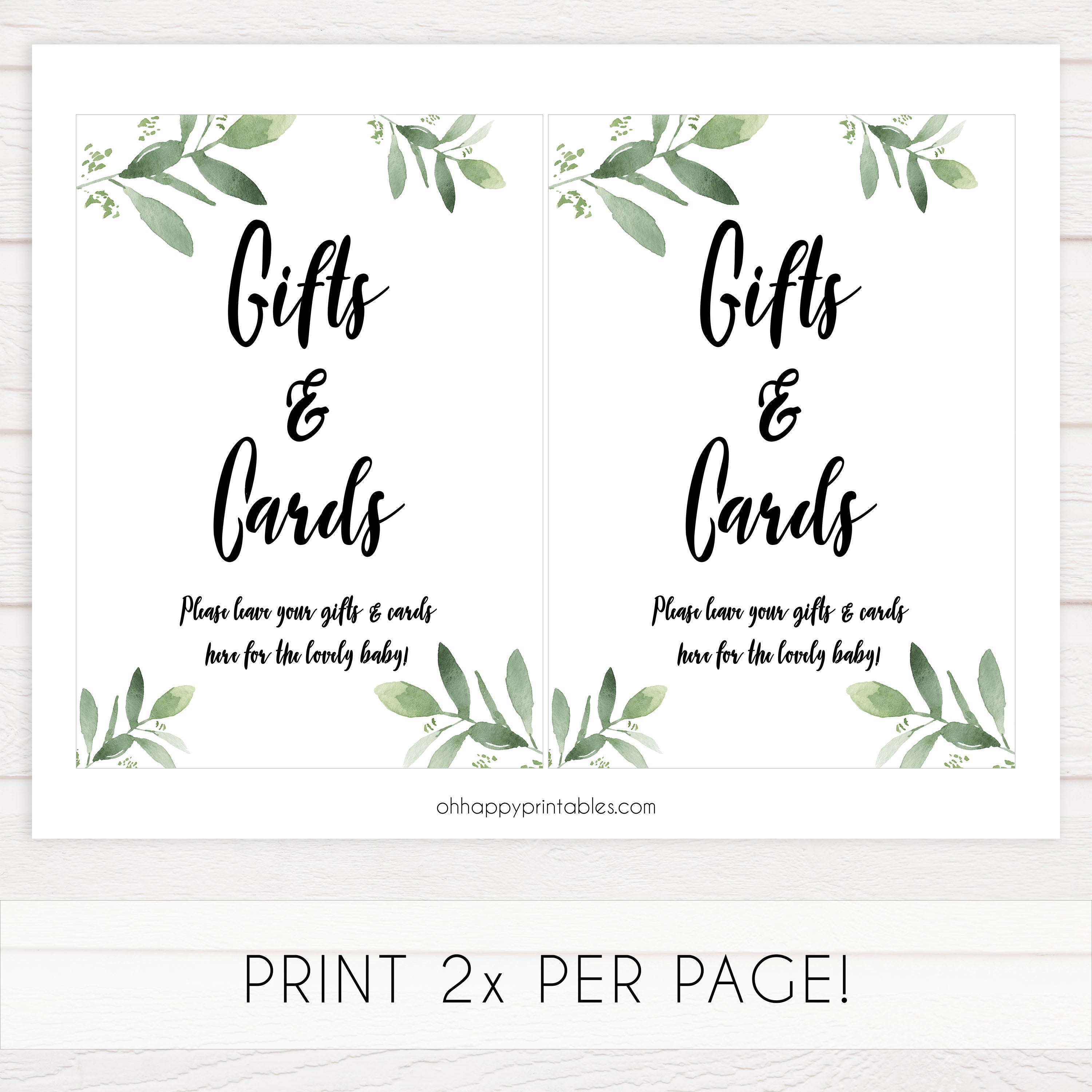 gifts and cards baby shower signs, printable baby shower signs, botanical baby shower decor, floral baby table signs