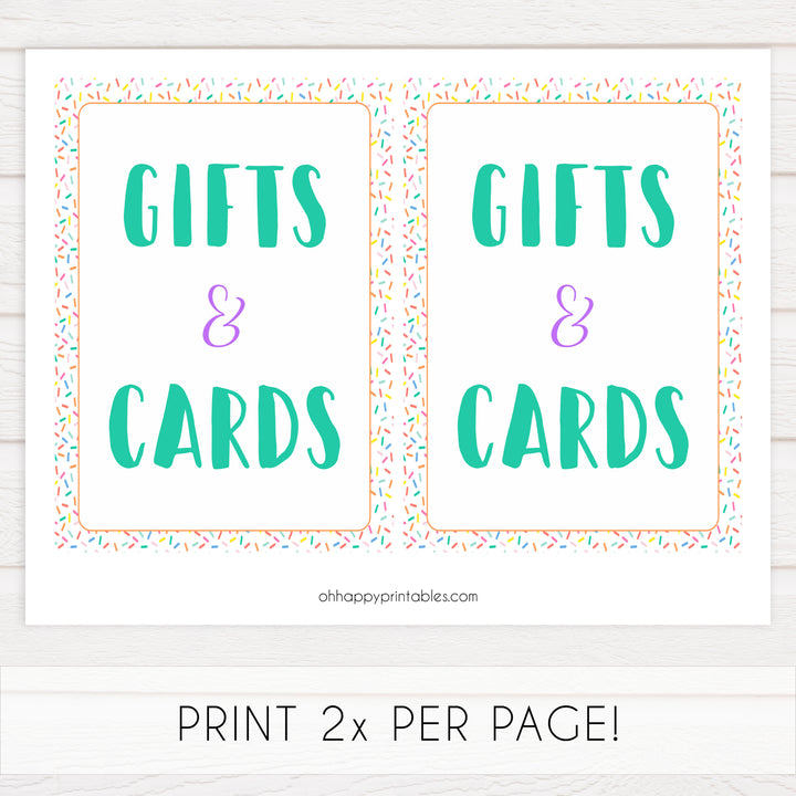 gifts and cards baby table signs, gifts and cards signs, Baby sprinkle baby decor, printable baby table signs, printable baby decor, baby sprinkle table signs, fun baby signs, baby sprinkle fun baby table signs