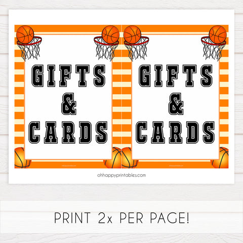 gift and cards sign, gifts and cards table sign, Basketball baby decor, printable baby table signs, printable baby decor, Basketball table signs, fun baby signs, Basketball fun baby table signs