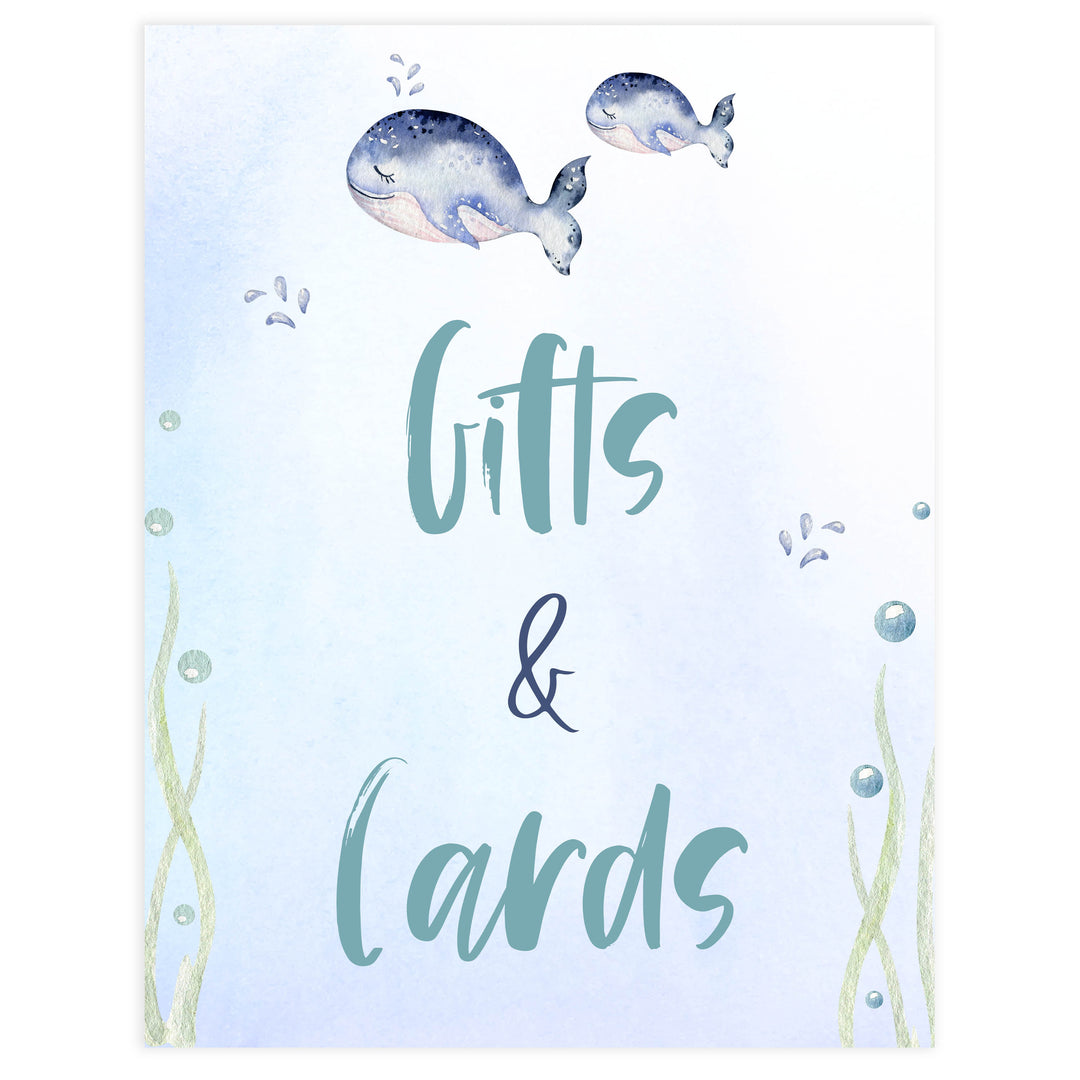 gifts and cards baby shower table signs, Whale baby decor, printable baby table signs, printable baby decor, baby adventure table signs, fun baby signs, baby unicorn fun baby table signs