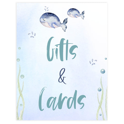 gifts and cards baby shower table signs, Whale baby decor, printable baby table signs, printable baby decor, baby adventure table signs, fun baby signs, baby unicorn fun baby table signs