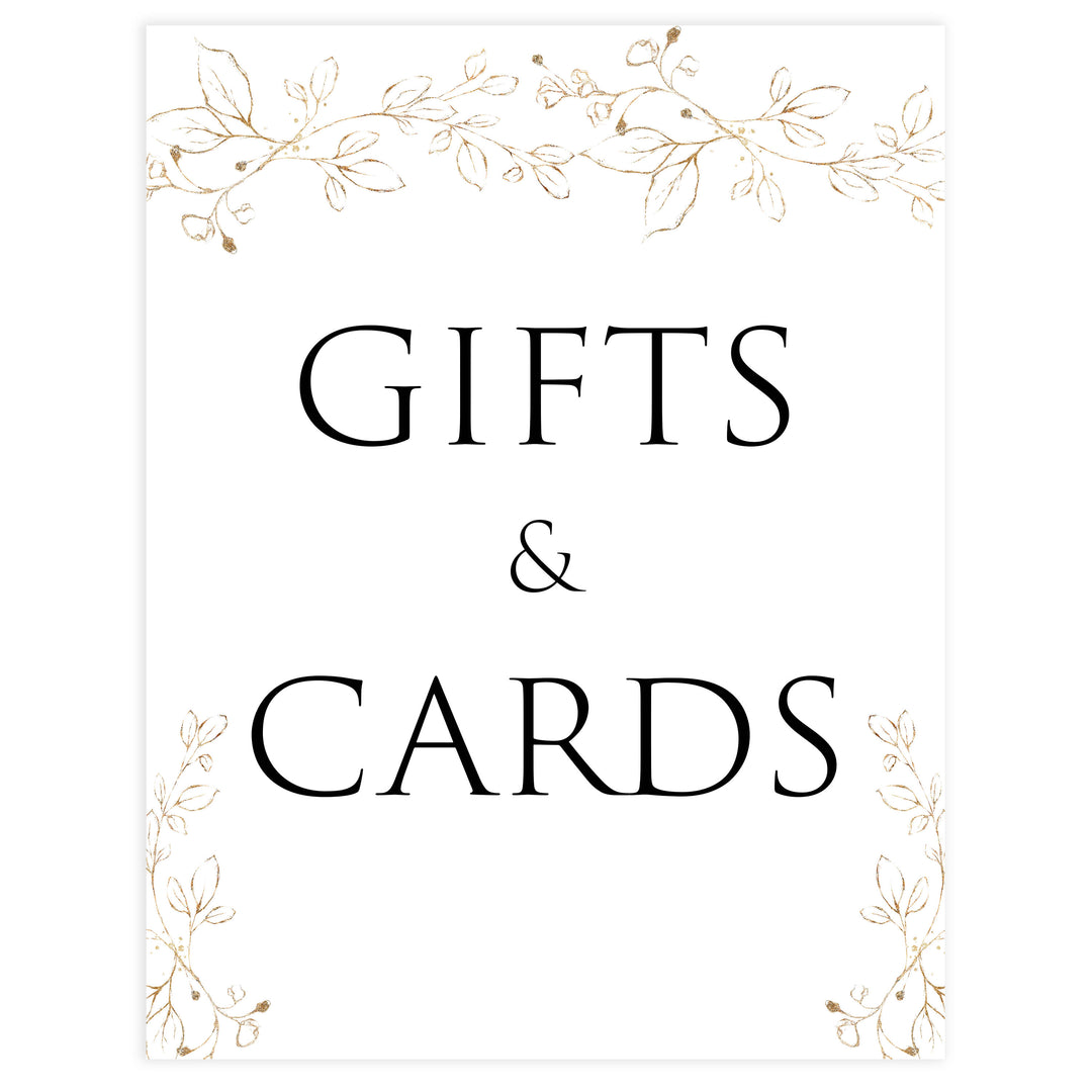 gifts and cards table signs, Gold leaf baby decor, printable baby table signs, printable baby decor, baby gold leaf table signs, fun baby signs, baby gold leaf fun baby table signs