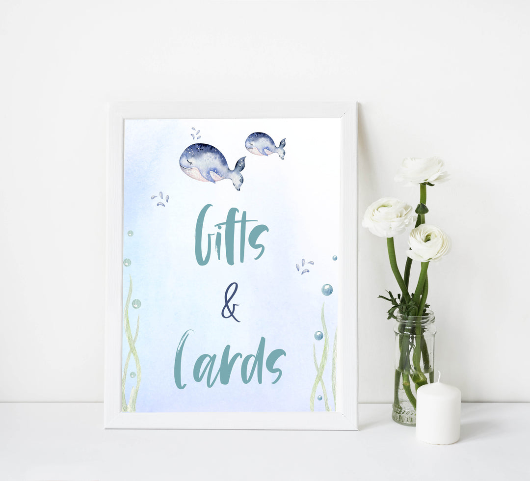 gifts and cards baby shower table signs, Whale baby decor, printable baby table signs, printable baby decor, baby adventure table signs, fun baby signs, baby unicorn fun baby table signs