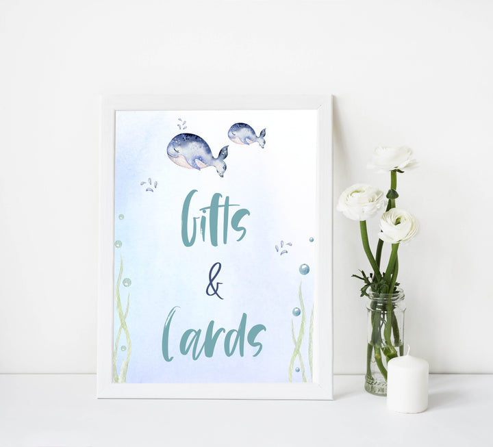 gifts and cards baby shower table signs, Whale baby decor, printable baby table signs, printable baby decor, baby adventure table signs, fun baby signs, baby unicorn fun baby table signs