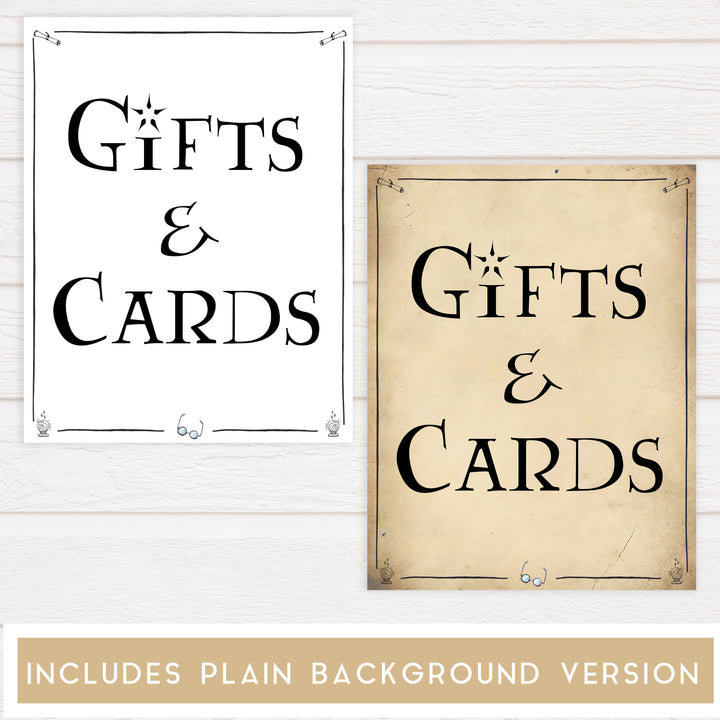 gifts and cards bridal shower, Printable bridal shower signs, Harry Potter bridal shower decor, Harry Potter bridal shower decor ideas, fun bridal shower decor, bridal shower game ideas, Harry Potter bridal shower ideas