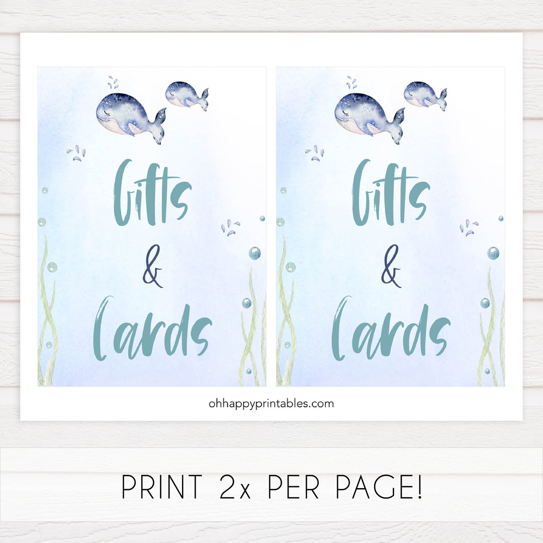 gifts and cards baby shower table signs, Whale baby decor, printable baby table signs, printable baby decor, baby adventure table signs, fun baby signs, baby unicorn fun baby table signs