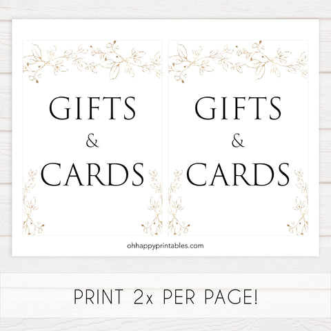 gifts and cards table signs, Gold leaf baby decor, printable baby table signs, printable baby decor, baby gold leaf table signs, fun baby signs, baby gold leaf fun baby table signs