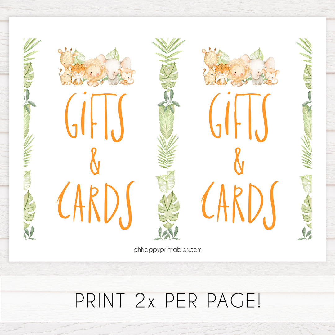gifts and cards baby sign, Safari animals baby decor, printable baby table signs, printable baby decor, baby safari animals table signs, fun baby signs, baby safari animals fun baby table signs