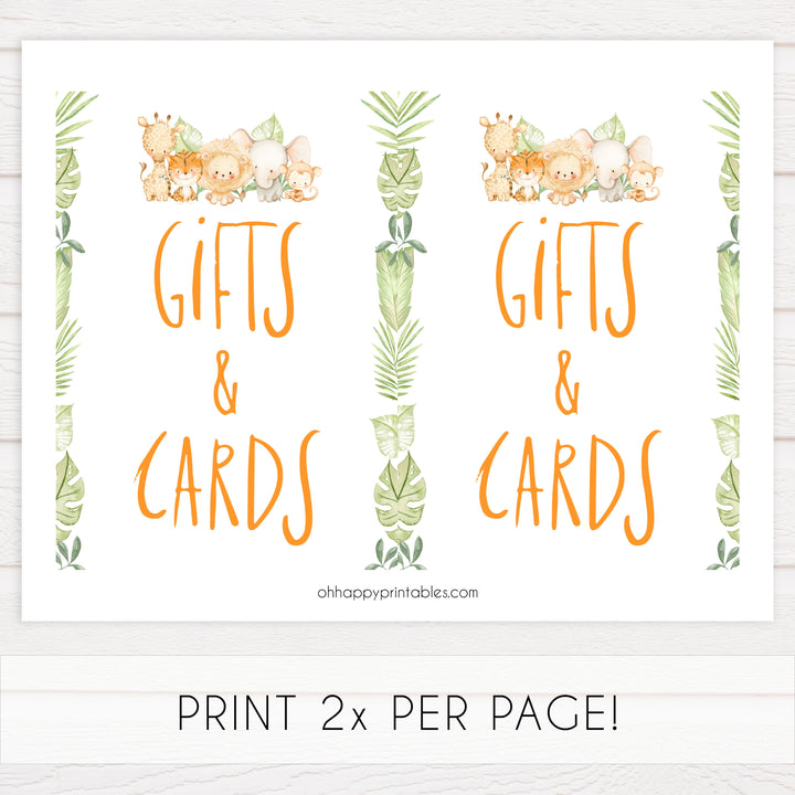 gifts and cards baby sign, Safari animals baby decor, printable baby table signs, printable baby decor, baby safari animals table signs, fun baby signs, baby safari animals fun baby table signs