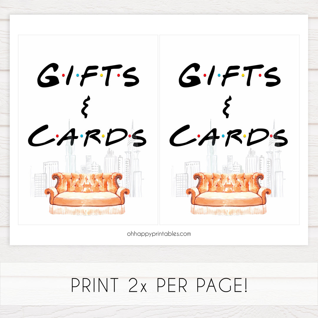 gifts and cards wedding table sign, gifts and cards, Printable bridal shower signs, friends bridal shower decor, friends bridal shower decor ideas, fun bridal shower decor, bridal shower game ideas, friends bridal shower ideas