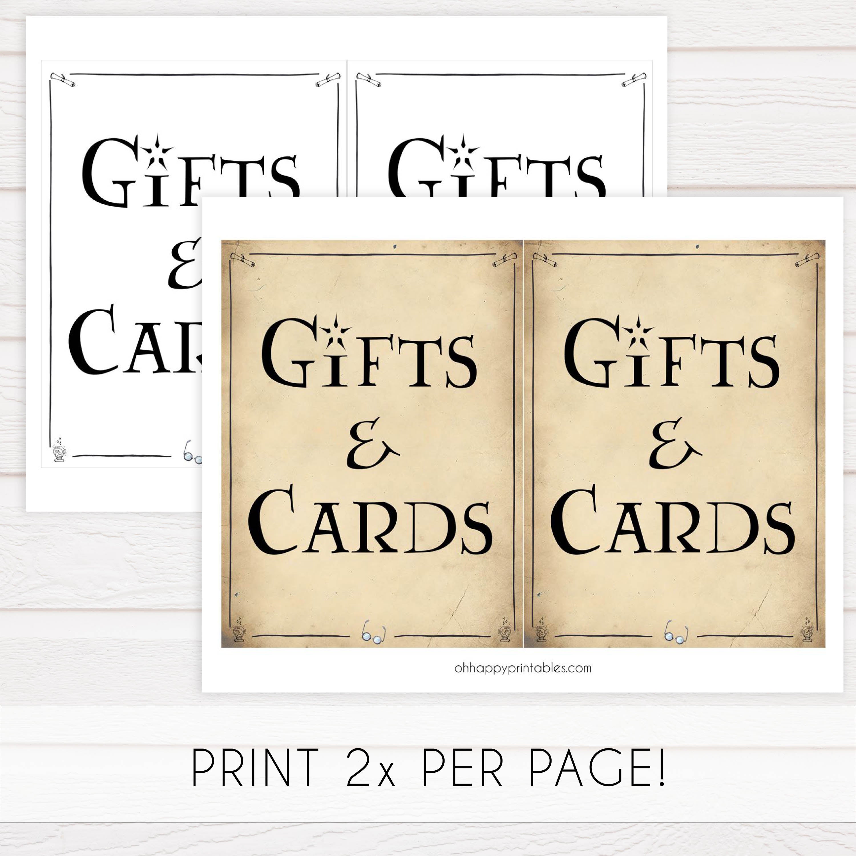 gifts and cards bridal shower, Printable bridal shower signs, Harry Potter bridal shower decor, Harry Potter bridal shower decor ideas, fun bridal shower decor, bridal shower game ideas, Harry Potter bridal shower ideas