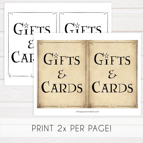 gifts and cards bridal shower, Printable bridal shower signs, Harry Potter bridal shower decor, Harry Potter bridal shower decor ideas, fun bridal shower decor, bridal shower game ideas, Harry Potter bridal shower ideas