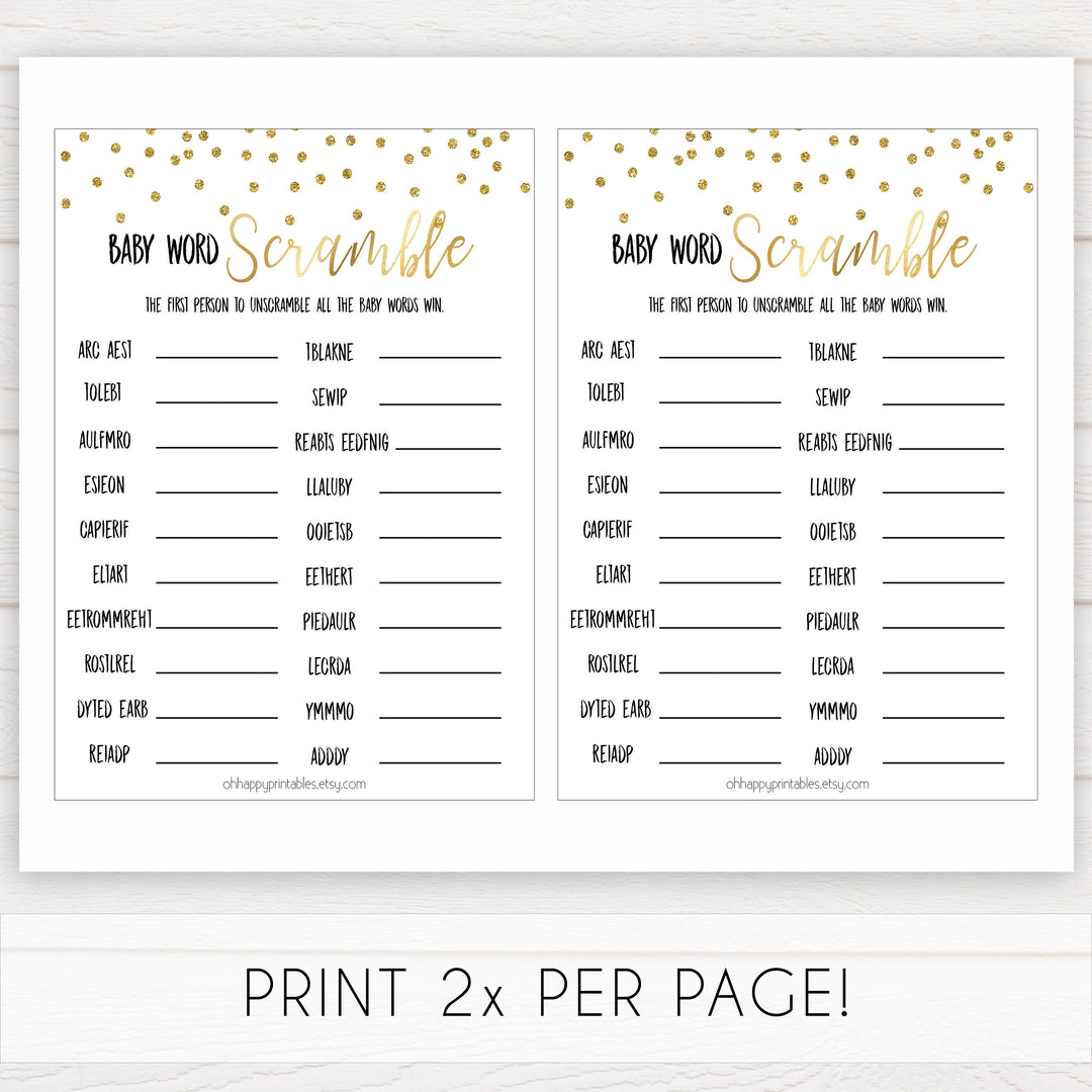 gold baby shower games, baby word scramble games, printable baby games, fun baby games, popular baby games, baby shower games, gold baby games, print baby games, gold baby shower