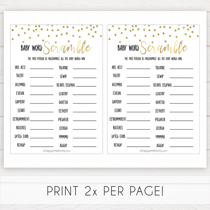 gold baby shower games, baby word scramble games, printable baby games, fun baby games, popular baby games, baby shower games, gold baby games, print baby games, gold baby shower