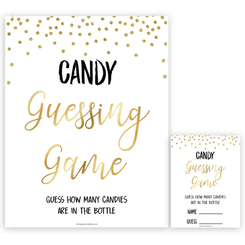 Gold Glitter Candy Guessing Game, Gold Candy Guessing Game, Gold Candy Game, Gold Candies in A Jar Game, Gold Glitter Baby Shower, fun baby games, popular baby games