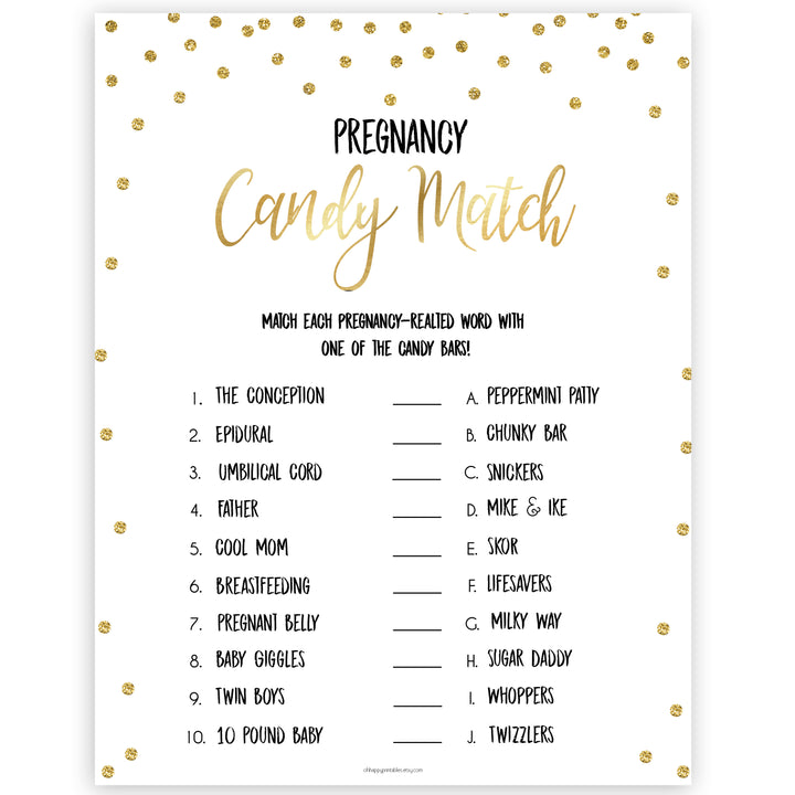 Gold candy match baby shower games, pregnancy candy match game, hilarious baby shower games, best baby games, top baby games
