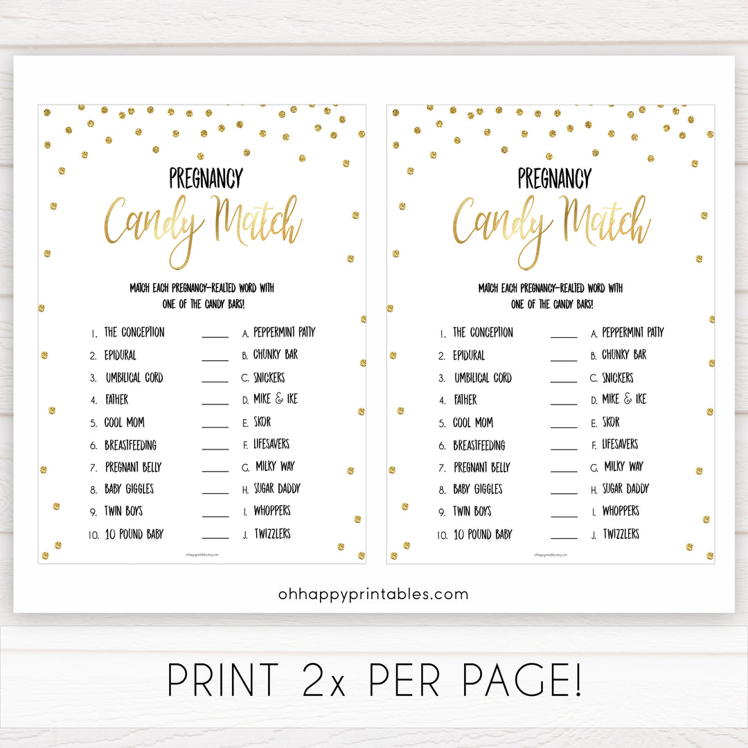 Gold candy match baby shower games, pregnancy candy match game, hilarious baby shower games, best baby games, top baby games