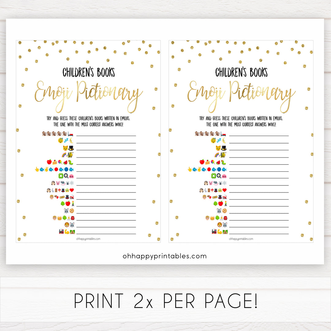 Childrens books emoji pictionary game, baby shower pictionary game, baby games, best baby games, top baby games