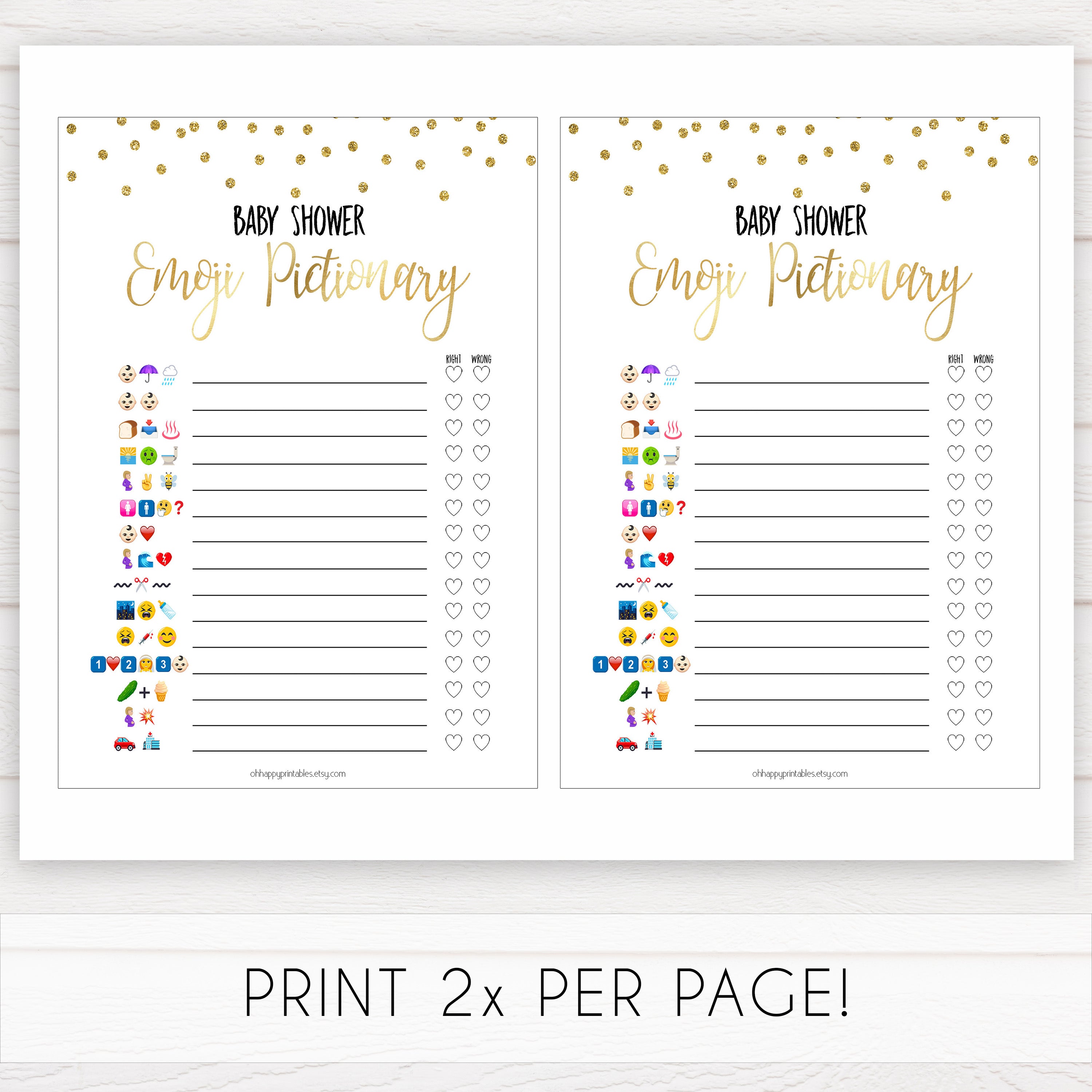 Gold Confetti Emoji Pictionary Baby Shower Games, Emoji Baby Shower Games, Gold Glitter Emoji Pictionary, Baby Shower Emoji Game, Emoji, best baby shower games, hilarious baby shower games