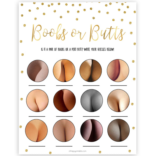 gold baby shower games, boobs or butts games, printable baby games, fun baby games, popular baby games, baby shower games, gold baby games, print baby games, gold baby shower