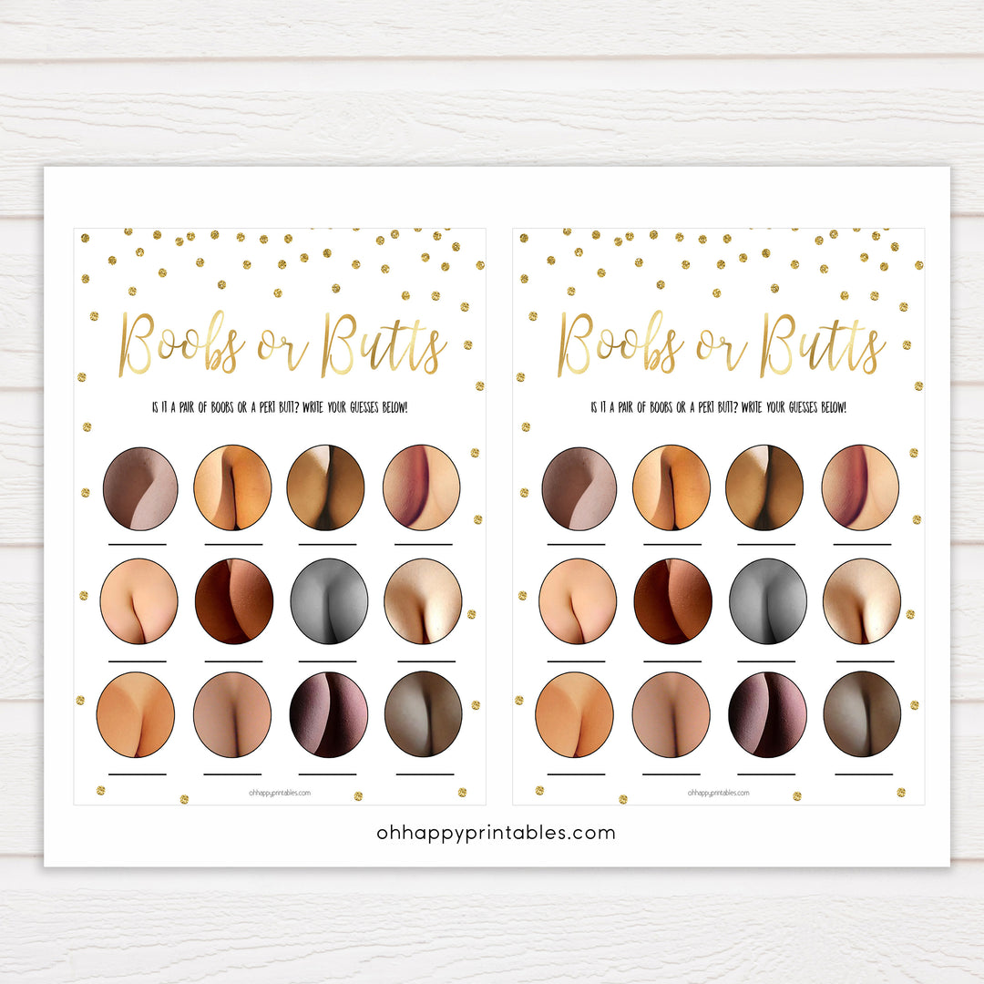 gold baby shower games, boobs or butts games, printable baby games, fun baby games, popular baby games, baby shower games, gold baby games, print baby games, gold baby shower