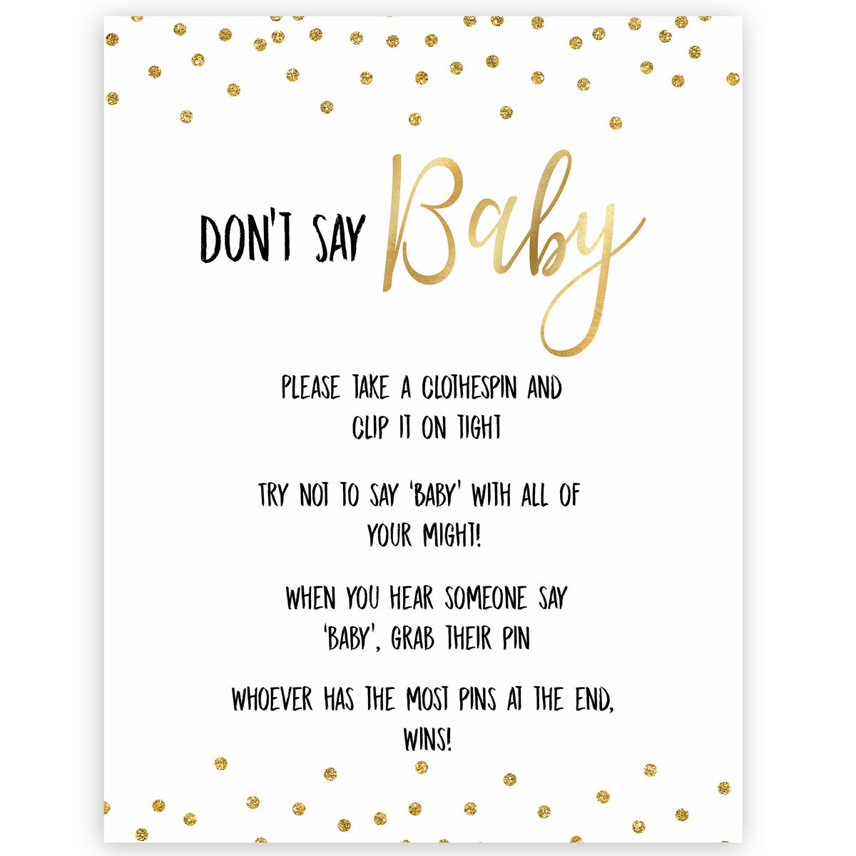 gold baby shower games, dont say baby games, printable baby games, fun baby games, popular baby games, baby shower games, gold baby games, print baby games, gold baby shower