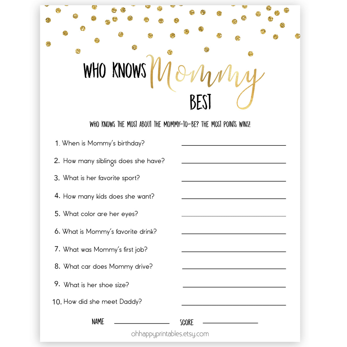 who-knows-mommy-best-gold-glitter-printable-baby-shower-games-ohhappyprintables for Who Knows Mommy Best Printable Free Who Knows Mommy Best - Gold Glitter Printable Baby Shower Games – OhHappyPrintables for Who Knows Mommy Best Printable Free