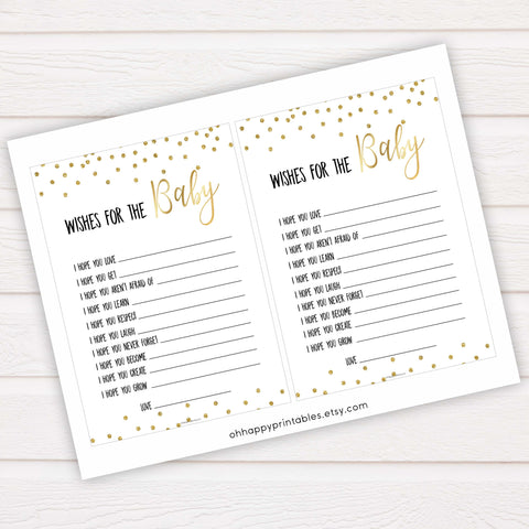 Gold Glitter Wishes For The Baby, Baby Wishes, Wishes for The Baby, Gold Baby Shower, Baby Shower Baby Wishes, Gold Baby Wishes Cards