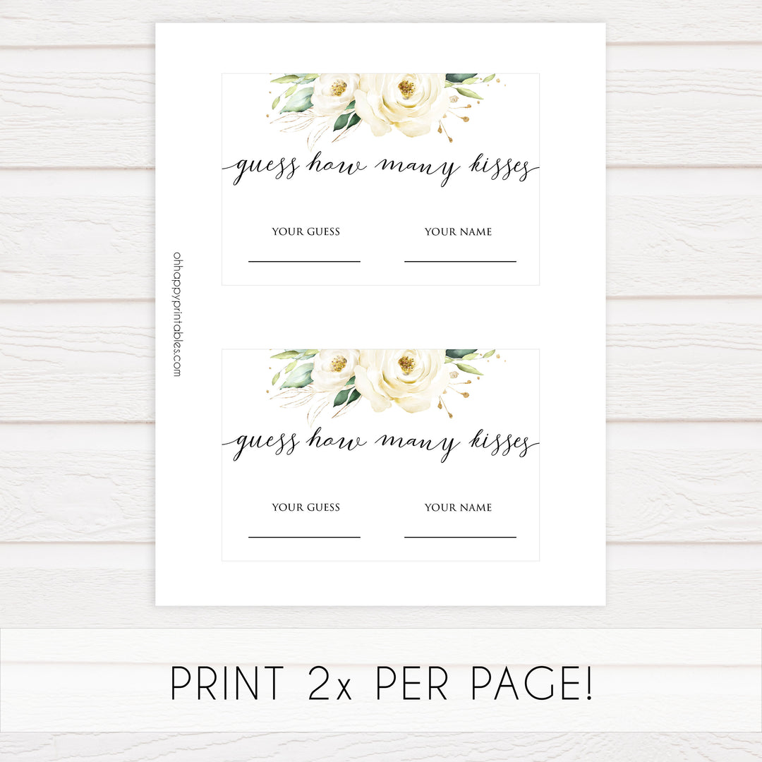 how many kisses, kisses in the jar, Printable bridal shower games, floral bridal shower, floral bridal shower games, fun bridal shower games, bridal shower game ideas, floral bridal shower