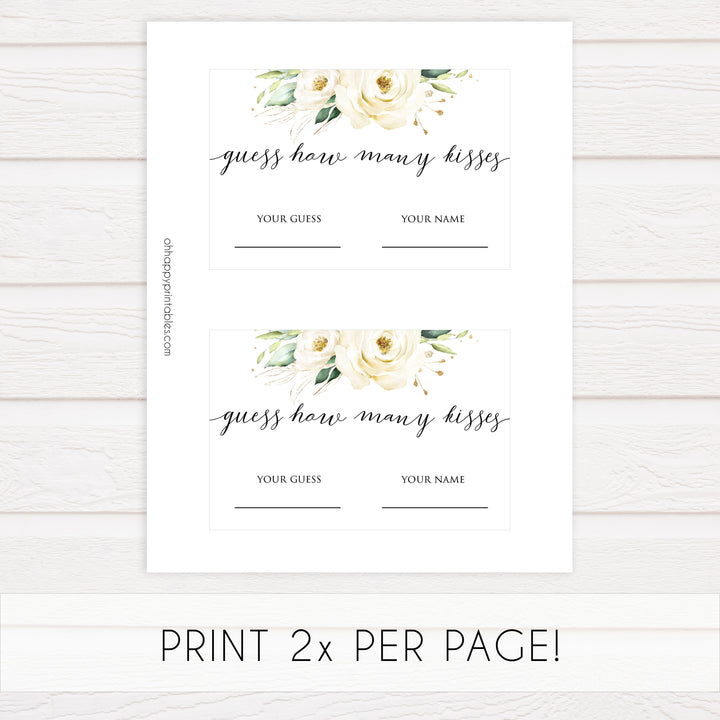 how many kisses, kisses in the jar, Printable bridal shower games, floral bridal shower, floral bridal shower games, fun bridal shower games, bridal shower game ideas, floral bridal shower