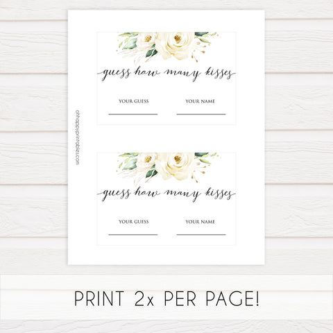 how many kisses, kisses in the jar, Printable bridal shower games, floral bridal shower, floral bridal shower games, fun bridal shower games, bridal shower game ideas, floral bridal shower