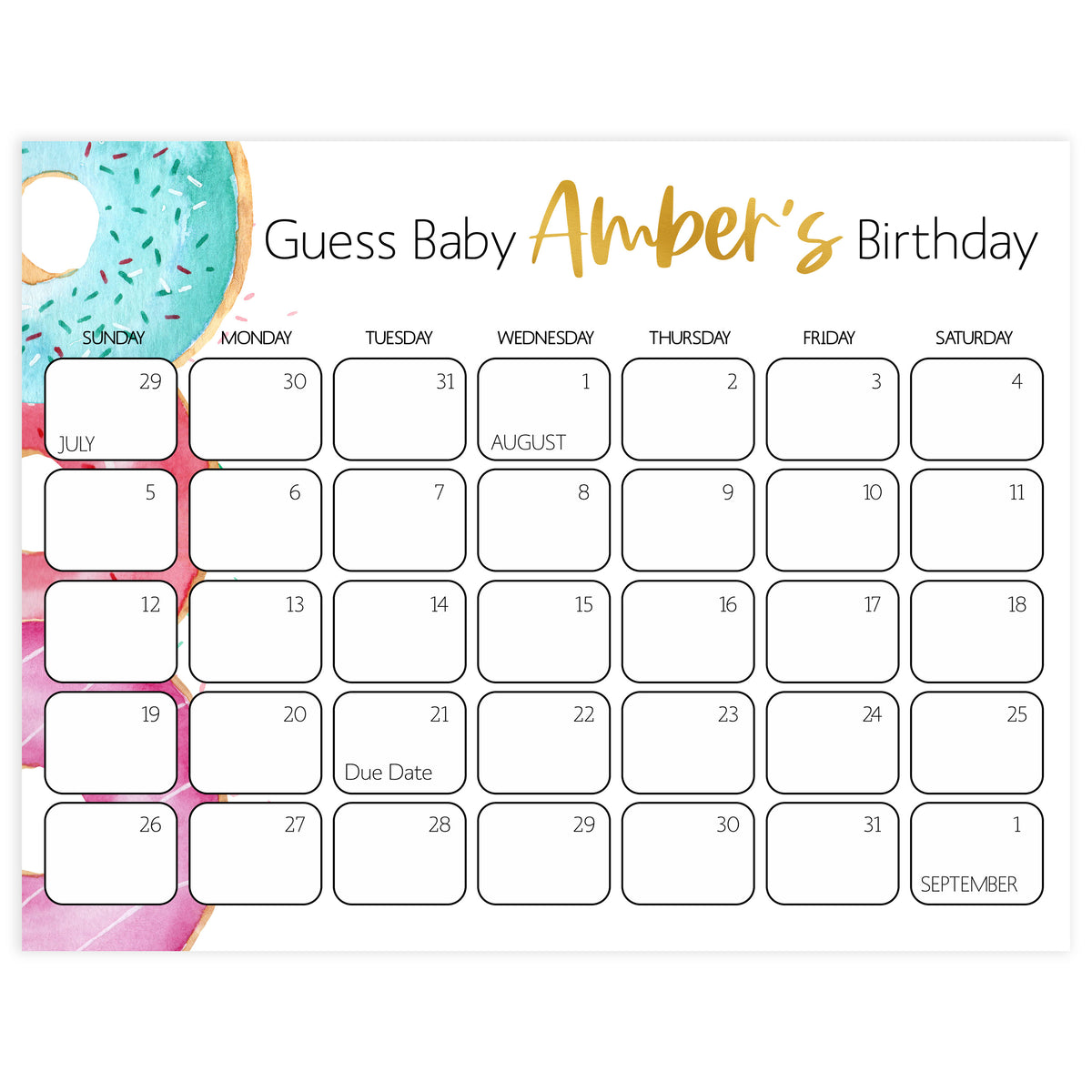 guess the baby birthday game, baby birth predictions game, Printable baby shower games, donut baby games, baby shower games, fun baby shower ideas, top baby shower ideas, donut sprinkles baby shower, baby shower games, fun donut baby shower ideas