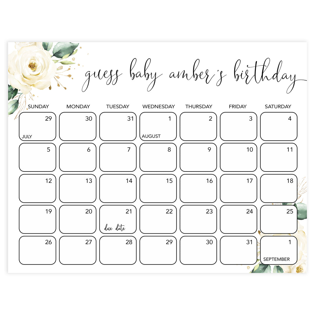 guess the baby birthday game, Printable baby shower games, shite floral baby games, baby shower games, fun baby shower ideas, top baby shower ideas, floral baby shower, baby shower games, fun floral baby shower ideas